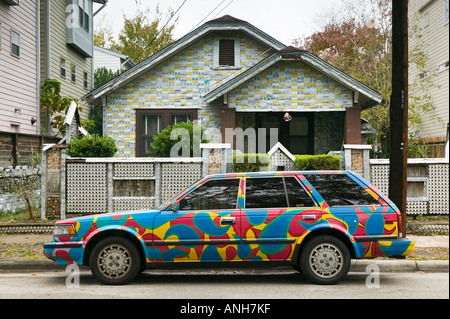 Houston bière peut Chambre avec 'Art' Voiture, Houston, Texas, USA Banque D'Images