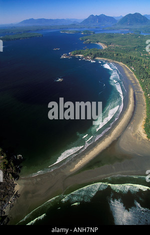 Vue aérienne de Long Beach, parc national Pacific Rim, en Colombie-Britannique, Canada. Banque D'Images