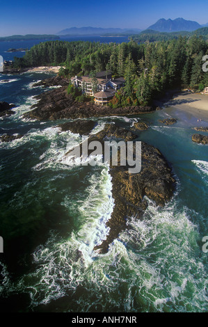 Vue aérienne de Long Beach, parc national Pacific Rim, en Colombie-Britannique, Canada. Banque D'Images