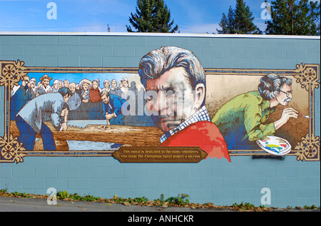 La ville de Chemainus murales extérieures British Columbia Canada Banque D'Images