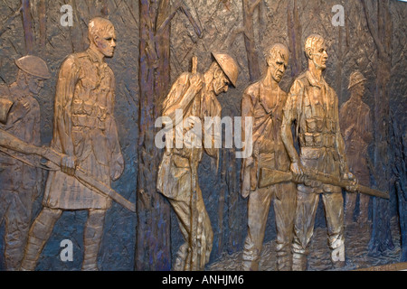 Panneau de Bronze au musée commémoratif de l'Afrique du Sud dans la région de Delville Wood dans la somme près de Longueval France Banque D'Images