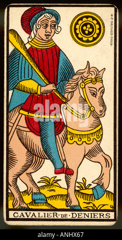 Chevalier de pièces Tarot Banque D'Images