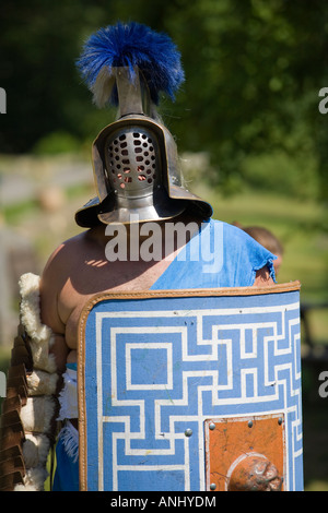 Reenactor habillé en époque Romaine Gladiator Banque D'Images