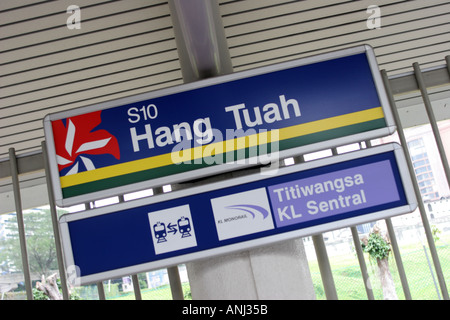 Hang Tuah station de monorail de Kuala Lumpur, en Malaisie Banque D'Images