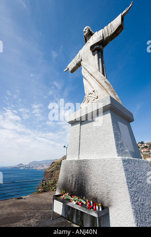 La Statue du Christ, Garajau, près de Canico, Madère, Portugal Banque D'Images