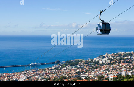 Vue sur Ville et Monte Téléphérique, Funchal, Madeira, Portugal Banque D'Images