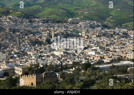 Maroc, Fes : Fes El Bali, Fes (vieux), la fin de l'après-midi Ville vue depuis la forteresse de Borj Sud Banque D'Images