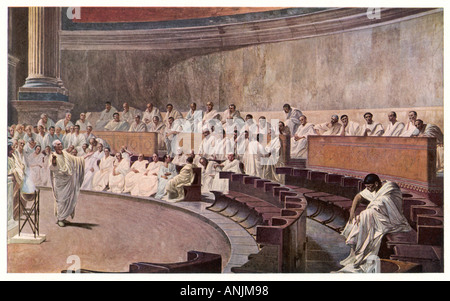 Cicéron parle dans Sénat Banque D'Images