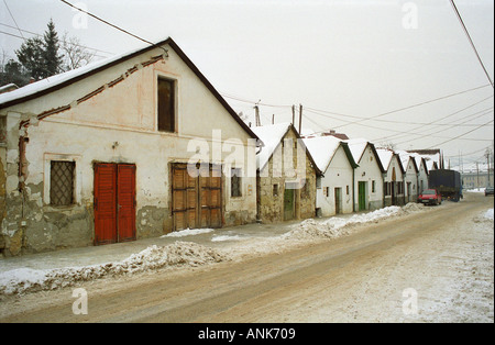 Le Tibor Gal (GIA) winery à Eger (Egri Bikaver) célèbre pour : la winery est constitué d'une série de maisons anciennes à la recherche d'ailleurs mal maintenue le long d'une petite rue sur la périphérie d'Eger. Tibor Gal est un des principaux producteurs et vignerons à Eger. La société a été fondée en 1993 en collaboration avec Nicolo Incisa della Rochetta (Sassicaia, Italie) et alpine de Allemagne Banque D'Images