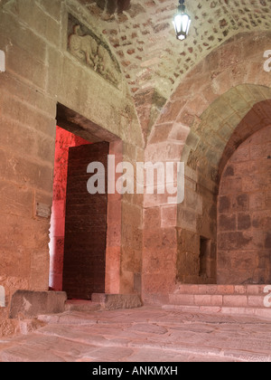 Lion Gate, entrée principale, citadelle d'Alep, Syrie Banque D'Images