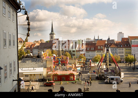 Oktoberfest et le centre-ville de Erfurt Allemagne Banque D'Images