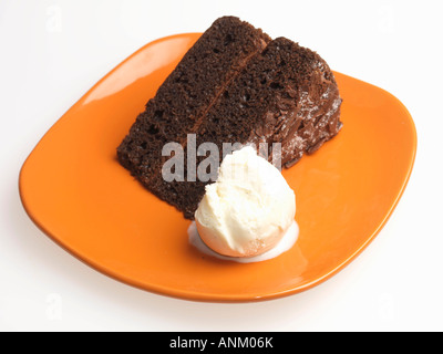 Gâteau fondant au chocolat avec de la crème glacée Banque D'Images