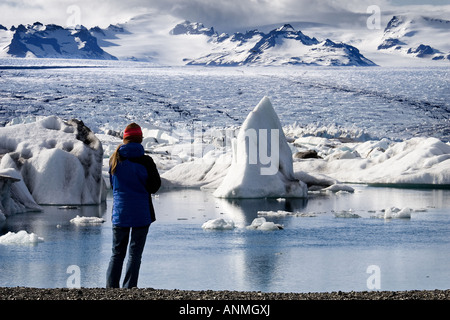 Glacier Glacier Jökulsárlón lagoon Breioamerkurjokull une partie de glacier de Vatnajokull le plus grand d'Europe Parc national de Skaftafell Pa Banque D'Images