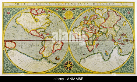 Carte du monde Mercator 1587 Banque D'Images