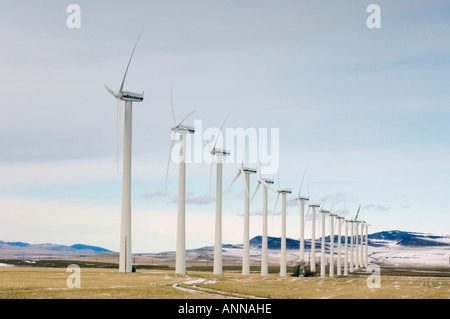 Les éoliennes près de Cowley Ridge, Pincher Creek, Alberta, Canada Banque D'Images