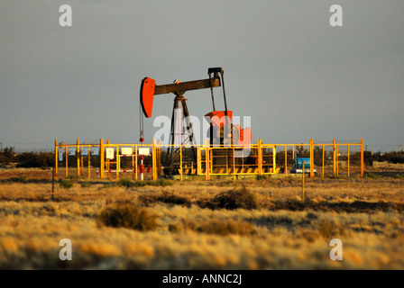 Puits de pétrole de Pico Truncado, industrie pétrolière à Santa Cruz, en Argentine, en Patagonie, l'Amérique du Sud Banque D'Images