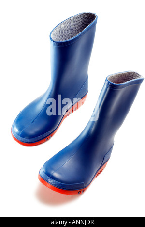 Paire de bottes bleu pour enfants Banque D'Images