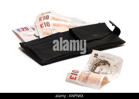 Ouvrir l'homme portefeuille en cuir noir Banque D'Images