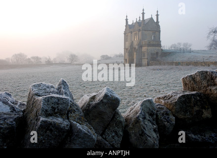 Vestiges de Campden House en hiver, Chipping Campden, Gloucestershire, England, UK Banque D'Images