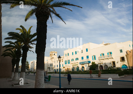 Maroc, Côte Atlantique, ESSAOUIRA : immeubles le long de l'Avenue Oqba Ben Nafli Banque D'Images