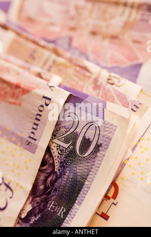 Monnaie sterling britannique UK £20 notes 20 livres paiement Banque D'Images