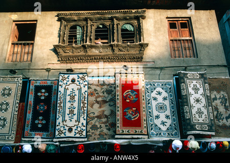 Boutique de tapis à indra chowk market ville de Katmandou au Népal Banque D'Images