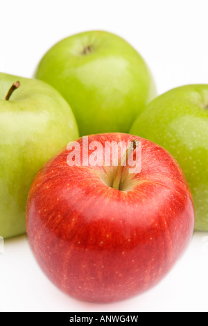 Malus domestica rouges frais et vert Gala Malus les pommes Granny Smith Janvier 2008 Banque D'Images