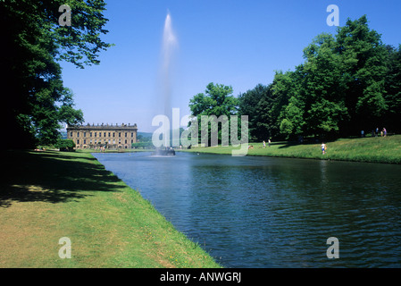 Chatsworth Fountain Lake Empereur Derbyshire Banque D'Images