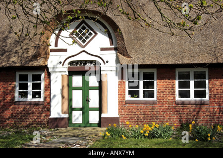 Toit de chaume, porte avant, Danemark, Roemoe Banque D'Images