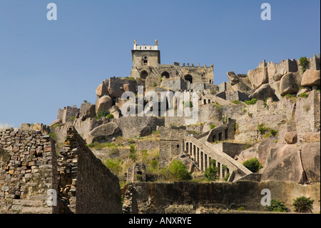 L'Inde, de l'Andhra Pradesh, Hyderabad : 16e siècle fort Golconda, Rampart View Banque D'Images