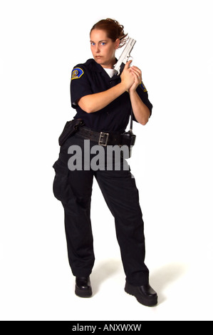 Femme Agent de police en uniforme Banque D'Images