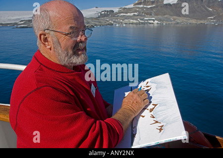 L'antarctique, Péninsule Antarctique, l'Antarctique Sound. Entrant dans la baie dans laquelle l'ex-station britannique existe. Banque D'Images