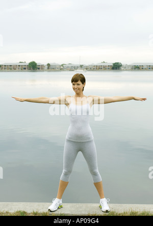 Woman, Lakeside Banque D'Images