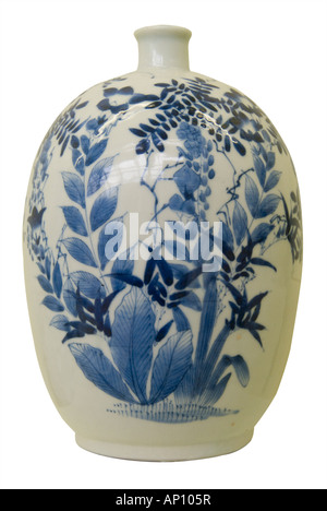 Période Edo 1600 1868 bleu vase floral design East India Company Japon porcelaine d'exportation en vertu de l'émaillé four famille bleu glacé ov Banque D'Images