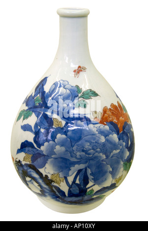 Période edo 1868 Japon 1600 émail porcelaine vase kutani style kano Banque D'Images