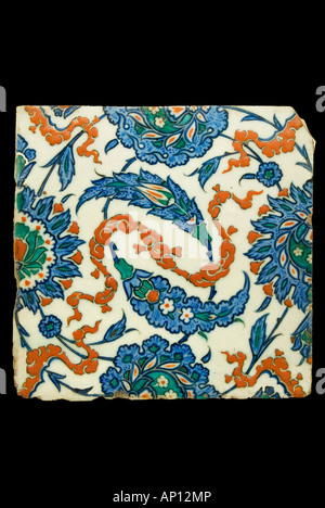 La Turquie Iznik carreau motif fleur 16e siècle siècle 1617 Turquie poterie céramique polychrome iznic pot Banque D'Images