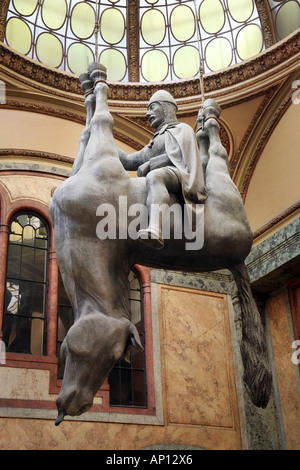 Statue de Saint Venceslas équitation un cheval mort, Prague, République Tchèque Banque D'Images