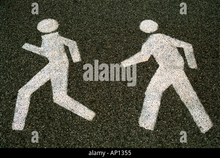 Panneau d'avertissement pour les piétons dans la ville de New York USA Banque D'Images