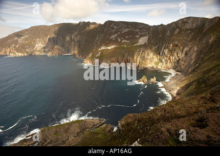 Sud-ouest de l'Irlande Donegal Slieve League Les plus hautes falaises maritimes d'Europe déposer 600m dans l'océan Atlantique Banque D'Images