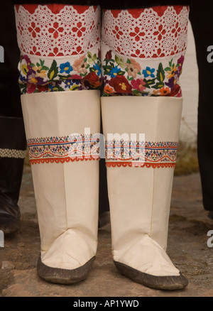Bottes Kamik traditionnels inuits du Groenland Holsteinborg Sissimiut ou Danemark Banque D'Images