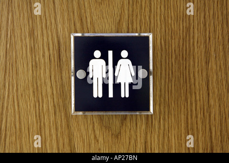 Affiche de porte toilettes pour hommes et femmes toilettes unisexes Banque D'Images