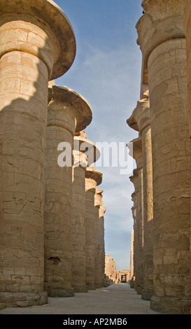 D'énormes colonnes, salle hypostyle, complexe du temple de Karnak, Louxor, Egypte, Moyen-Orient. DSC 4438 Banque D'Images