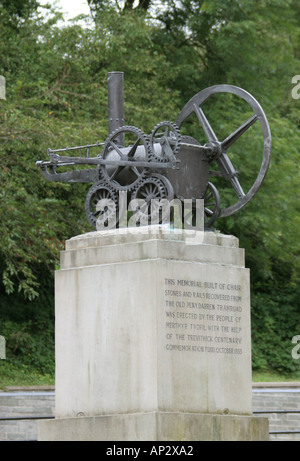 La locomotive à vapeur Penydarren monument de Richard Trevithick à Merthyr Tydfil, South Wales GB UK 2005 Banque D'Images