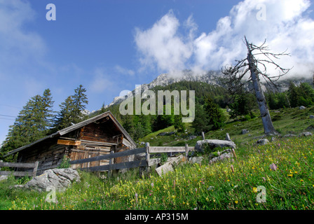 Chalet de montagne Hochalm, Steiner, Wilder Kaiser Kaiser gamme, Tyrol, Autriche Banque D'Images