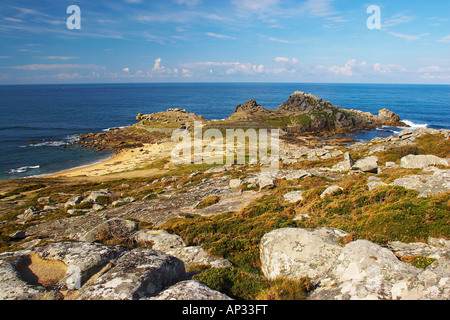 L'autre montrant l'établissement Celtic Castro de Barona près de Porto do Son, Ría de Muros y Noia, Rías Bajas, en Galice, Espagne Banque D'Images