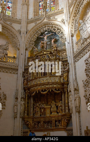 Vue de l'intérieur avec chapelle, Capilla del Condestable, pour Pedro Fernandez de Velasco et son épouse, dans la cathédrale, Catedral Santa Marí Banque D'Images