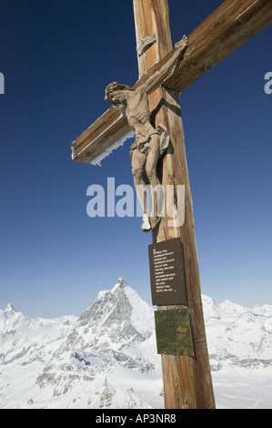 La SUISSE, Zermatt, Valais/Wallis. Klein Matterhorn / Hiver Crucifix à la crête Banque D'Images