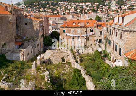 Ruines de bâtiments endommagés par la guerre la Dalmatie Dubrovnik Banque D'Images