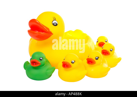 Les canards en plastique jaune et l'autre Banque D'Images