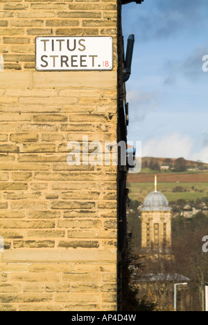 dh Titus Salt Street signe SALTAIRE WEST YORKSHIRE sels Royaume-Uni Village victorien, angleterre, patrimoine mondial, œuvres Banque D'Images